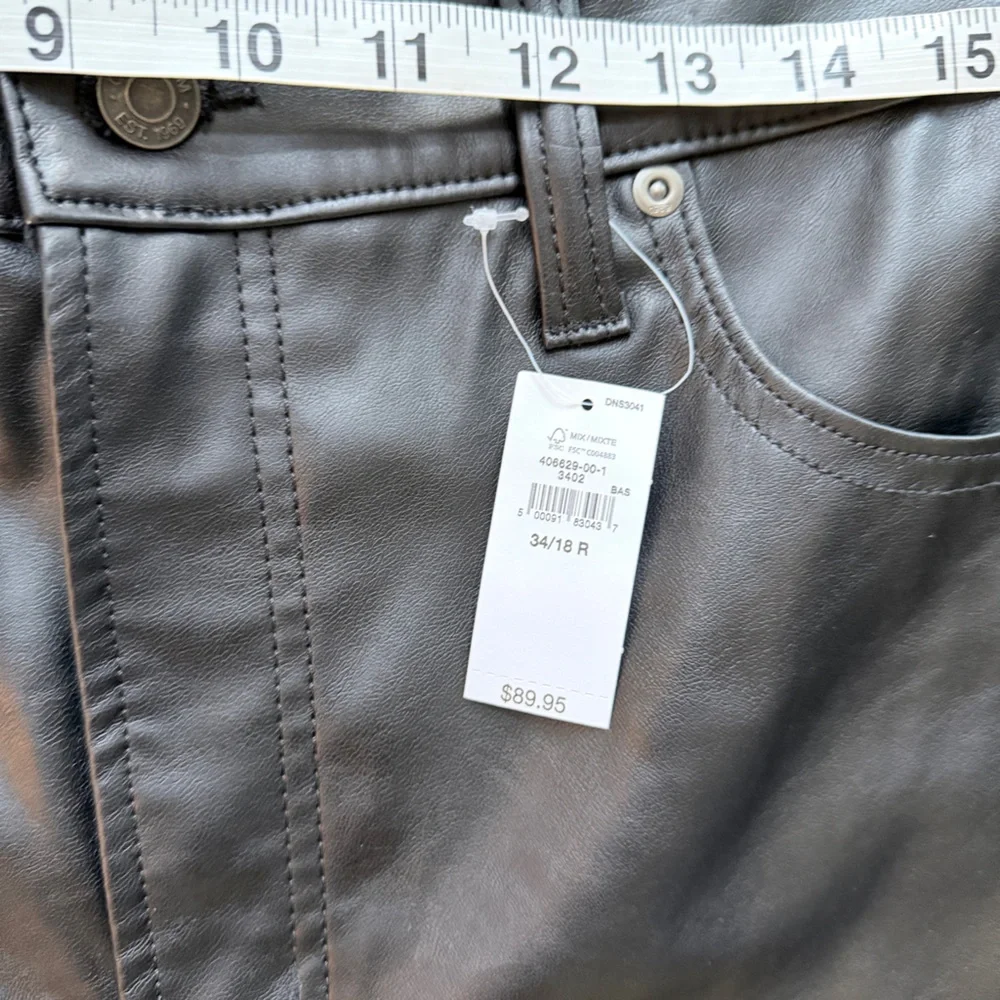 Gap Black Faux Leather Vintage Slim‎ High Rise Pants Size 34/18R NWT